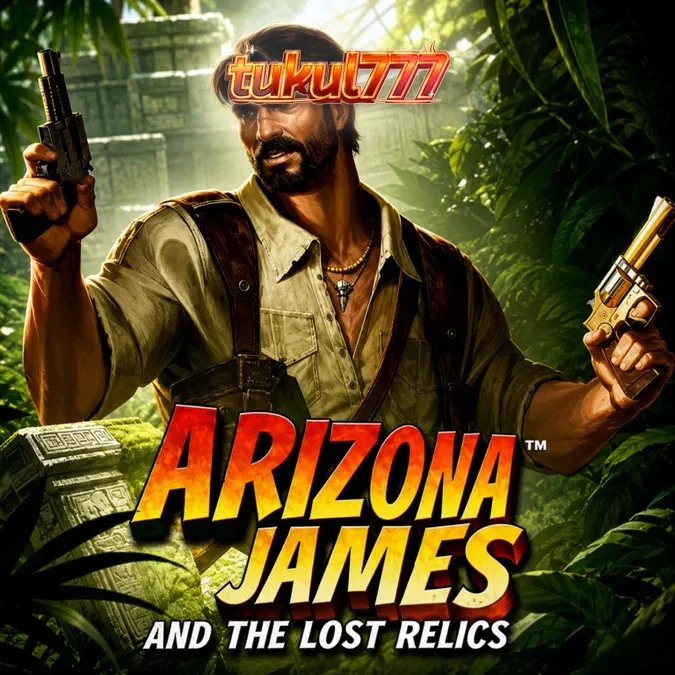 Tampilan grid 6x5 dalam slot Arizona James and the Lost Relics dengan tema arkeologi.